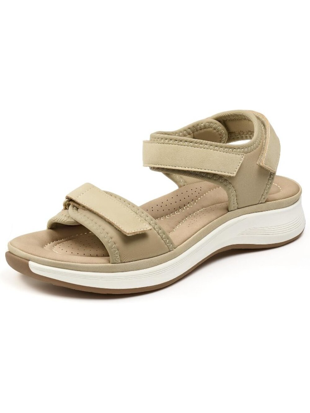 Women's Beige Lightweight Non-Slip Outsole Soft Insole Comfortable Sandal Shoes